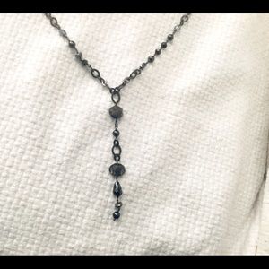 BRAND NEW Chan Luu Black Chain Necklace Crystals/Pearls